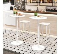 Costway 2 Pcs Round Bar Table Bistro Pub Table With Adjustable Height-White
