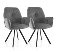 Costway 2 PCS Swivel Accent Arm Chairs with Metal Legs in Grey COSTWAY Grey