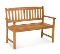 Costway 2-Person Outdoor Bench Patio Wooden Bench W/ergonomic Backrest-Natural