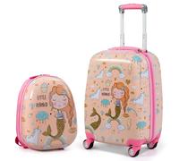 Costway 2 Pieces Kids Luggage Set 12" & 18" Children Carry-on Suitcase Set Hard Shell Travelling Case & Backpack COSTWAY Multicolor