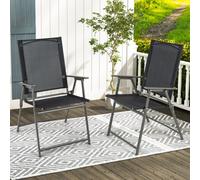 Costway 2 Pieces Patio Folding Chairs Outdoor Portable Dining Chairs With Armrests
