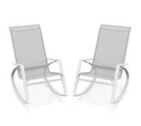 Costway 2 Pieces Patio Rocking Chairs Outdoor Sling Fabric Rockers W/ Backrest