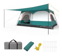 COSTWAY 2-Room Camping Tent, 8-10/6-8/4-6 Man Family Dome Tent with Porch, Removable Rainfly, 2 Doors, 2 Mesh Windows & Carrying Bag, PU 1000MM Waterproof Sun Shelter for Hiking (420 x 305 x 200cm)