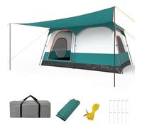 COSTWAY 2-Room Camping Tent, 8-10/6-8/4-6 Man Family Dome Tent with Porch, Removable Rainfly, 2 Doors, 2 Mesh Windows & Carrying Bag, PU 1000MM Waterproof Sun Shelter for Hiking (380 x 260 x 190cm)