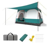 COSTWAY 2-Room Camping Tent, 8-10/6-8/4-6 Man Family Dome Tent with Porch, Removable Rainfly, 2 Doors, 2 Mesh Windows & Carrying Bag, PU 1000MM Waterproof Sun Shelter for Hiking (320 x 210 x 180cm)