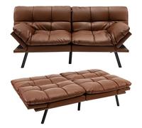 Costway 2 Seat Convertible Loveseat Sofa Bed Memory Foam Sleeper Couch 3-Level Adjust
