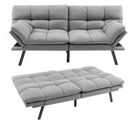 Costway 2 Seat Convertible Loveseat Sofa Bed Memory Foam Sleeper Couch 3-Level Adjust
