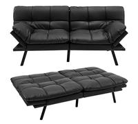 Costway 2 Seat Convertible Loveseat Sofa Bed Memory Foam Sleeper Couch in Black COSTWAY Black