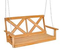 COSTWAY 2 Seater Garden Swing Chair Set, Solid Wood Patio Swing Bench Loveseat Chair with Stand Frame, Outdoor Porch Hanging Swing Seat and Stand for Patio, Garden and Backyard(Swing Chair)
