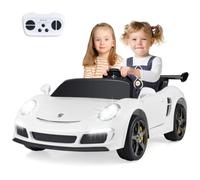 COSTWAY 2-Seater Kids Ride on Car, 24V Battery Powered Car (White) | with Lights, Remote Control, Horn, Music & Wireless Connection, Licensed RUF Electric Toy Vehicle for Boys Girls