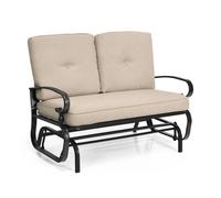 Costway 2 Seater Outdoor Bench Swing Glider Chair Loveseat W/ Comfortable Cushions