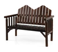 Costway 2-Seater Patio Bench Solid Wood Loveseat with Inclined Backrest in Brown COSTWAY Brown