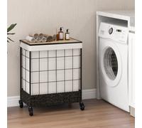 Costway 2 Section Laundry Hamper 110L Large Capacity Handwoven Rattan Laundry Basket