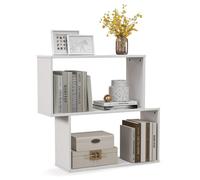 Costway 2-Tier Bookcase Wood Bookshelf S Shaped Storage Cube Display Rack Freestanding