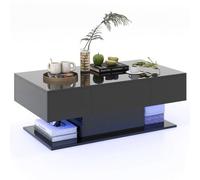 Costway 2-Tier Coffee Table Modern Center Table Cocktail Table W/ Adjustable Led Light