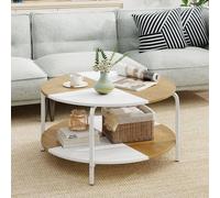 Costway 2-Tier Coffee Table w/ Shelf Round Cocktail Center Table Side Table COSTWAY Multicolor