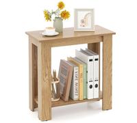 Costway 2-Tier End Table Modern Side Table Edside Table W/ Storage Shelf-Natural