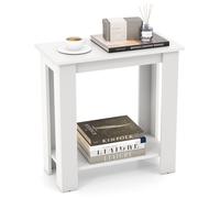 Costway 2-Tier End Table Sofa Bedside Table Nightstand Side Table with Storage Shelf in Off-White COSTWAY Off-White