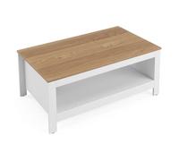 Costway 2-Tier Farmhouse Coffee Table Natural And White