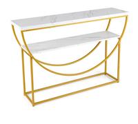 Costway 2-Tier Faux Marble Top Console Table Home Entryway Table-White in White COSTWAY White
