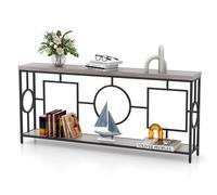 Costway 2-Tier Mid-Century Modern Console Table Narrow Console Table in Grey COSTWAY Grey