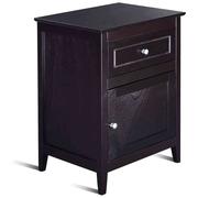 Costway 2-Tier Modern Badroom Nightstand with Drawer in Black COSTWAY Black