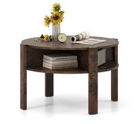 Costway 2-Tier Round Coffee Table 74Cm Tea Cocktail Table W/ Storage-Coffee