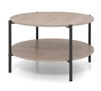 Costway 2-Tier Round Coffee Table Industrial Cocktail Table w/Storage Shelf in Grey COSTWAY Grey