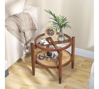 Costway 2-Tier Round Side End Table Sofa Beside Accent Coffee Table W/ Storage Shelf