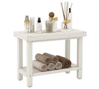 Costway 2-Tier Shower Bench Waterproof Bathroom Shower Stool w/ Bottom Storage Shelf in White COSTWAY White