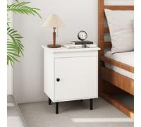 Costway 2-Tier Side Table Modern Bedside Table With Single Door Cabinet-White