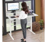 Costway 2-Tier Standing Computer Desk Sit To Stand Workstation Ergonomic Computer Table White