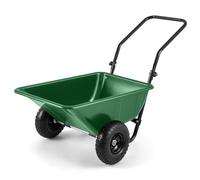 COSTWAY 2-Wheeled Wheelbarrow, 80L Heavy Duty Garden Cart with 270° Adjustable Handle and 26cm Pneumatic Tires, Home Yard Dolly Utility Carts Hold up to 100KG (Green+Black)