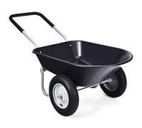 COSTWAY 2-Wheeled Wheelbarrow, Heavy Duty Garden Cart with 33cm Pneumatic Tires and Handle, Home Yard Dolly Utility Carts Hold up to 150KG (Black)