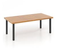 Costway 2 X 1 M Rectangle Acacia Wood Table For 8 Patio Dining Table W/ 5Cm Umbrella Hole