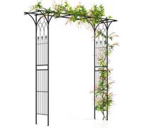 Costway 205Cm Garden Arbor Metal Archway For Climbing Plants-Black