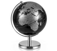 COSTWAY 20cm World Globe, Rotating Earth Globe with Metal Stand, Desktop Geography Educational Learning Toy for Classroom, Office, Home Decorative (Black + Silver)
