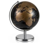 COSTWAY 20cm World Globe, Rotating Earth Globe with Metal Stand, Desktop Geography Educational Learning Toy for Classroom, Office, Home Decorative (Black + Gold)