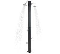 COSTWAY 20L/35L/38L Solar Heated Shower, Temperature Adjustment 2-Section Garden Pool Shower with 2 Swivel Shower Head & 2 Foot Shower for Outdoor Backyard Poolside (35L with 2 Shower Tap, Black)