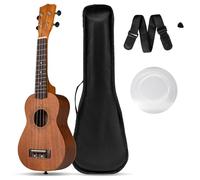 COSTWAY 21 Inch Ukulele Beginner Kit, Mahogany Ukulele Guitar with Gig Bag, Adjustable Shoulder Strap, Pick & 4 Nylon Strings, Great for Schools and Starters