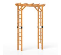 Costway 215 cm Garden Arch Wooden Arbor Outdoor Wood Trellis in Yellow COSTWAY Yellow
