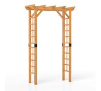 Costway 215 Cm Garden Arch Wooden Arbor Outdoor Wood Trellis-Orange