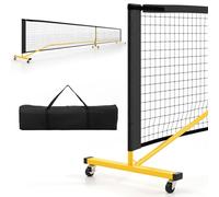 COSTWAY 22ft Pickleball Net Set, Portable Pickle Ball Net System with Metal Frame, Carry Bag and 6 Wheels, All-Weather Pickleball Equipment for Indoor and Outdoor (without 4 Paddles and Balls)