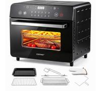 COSTWAY 22L Air Fryer Toaster Oven Combo with Rotisserie, 12 Programs,1800W | 12-in-1 Large Convection Countertop Oven,90% Less Oil,Time & Temp Control,360°Air Circulation,LED Display,Full Accessory Set