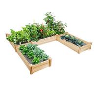 COSTWAY 235 x 239 x 25cm Raised Garden Bed, U-Shaped Elevated Planter Box Kit, Easy Assembly Wood Plant Flower Pot Container for Backyard Patio Balcony