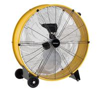 COSTWAY 24 Inch Large Industrial Drum Fan, 3-Speed High-Velocity Floor Fan with Built-in Wheels & Handle, Metal Air Circulator Cooling Fan for Home Commercial Warehouse Workshop (Yellow)