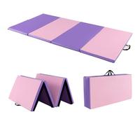 Costway 240 x 116 x 5 cm Folding Gymnastics Mat Tumbling Mat w/ Carry Handles in Pink COSTWAY Pink 240 x 116 x 5 cm
