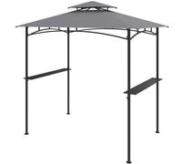 Costway 242 X 150 Cm Grill Gazebo Outdoor Double-Tiered Grill Canopy-Grey
