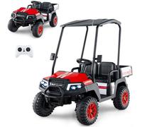Costway 24V 7Ah Kids Golf Cart 4Wd 2 Seater Ride On Car W/sun Shade-Red