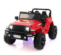 COSTWAY 24V Electric Ride on Car, 2-Seater Battery-powered Truck with Remote Control, LED Lights, Bluetooth, Music, Horn, USB, 4 Wheels Vehicle Toy for 3-8 Years Old (Red)